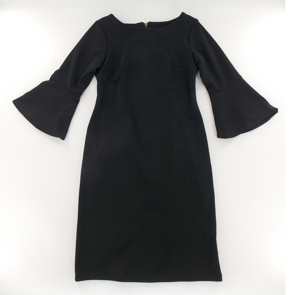 Shelby Palmer Dress Bell Sleeve Sheath Womens Size 6 Black Professional Cocktail